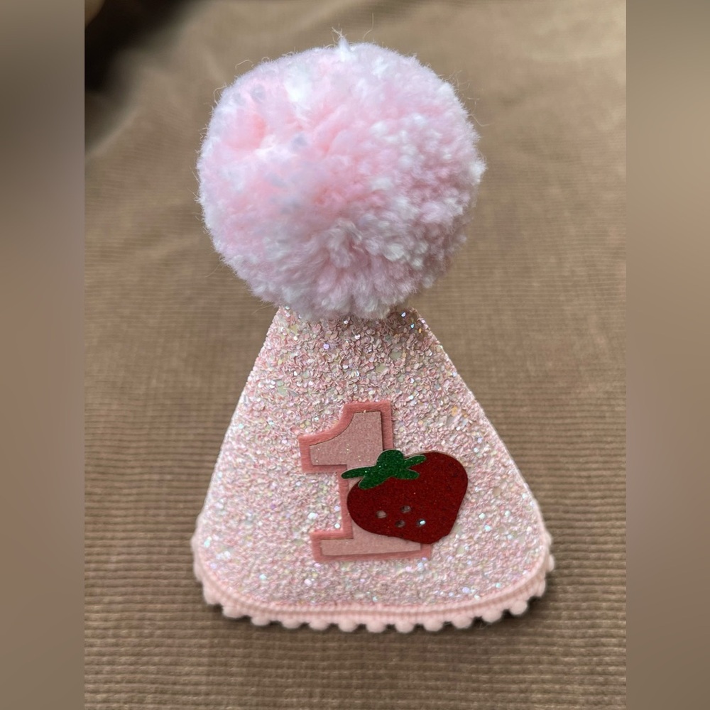 Strawberry themed 1st Birthday Party Hat New In Box